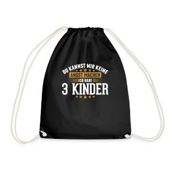Papa Eltern von 3 Kindern - Turnbeutel - Schwarz - Vorne