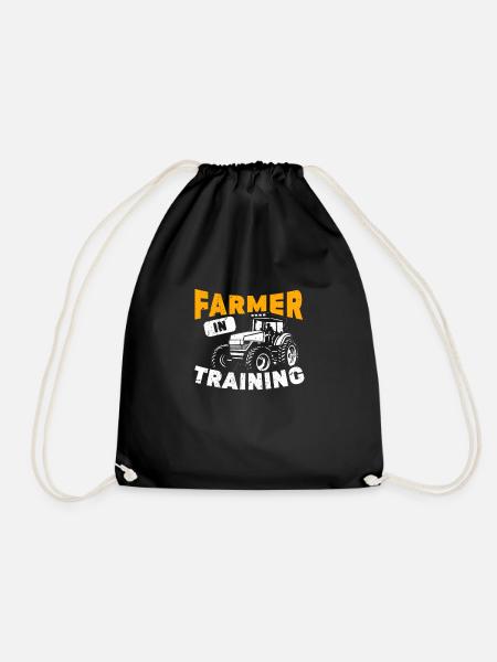 Funny Farm Tractor Farming Farmer In Training - Drawstring Bag - black