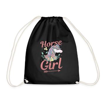 I Love My Horses Riding Horse Girl - Drawstring Bag - black - Front