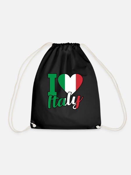Italian Italy Flag Italia - Drawstring Bag - black