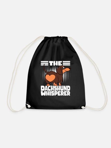 Dachshund Butt The Dachshund Whisperer - Drawstring Bag - black