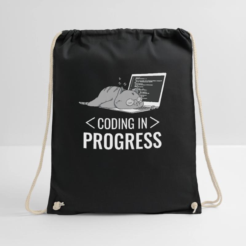 Programming Computer Nerd Cat Drawstring Bag