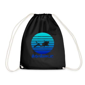 Funny Diver Diving Aquaholic Gift - Drawstring Bag - black - Front