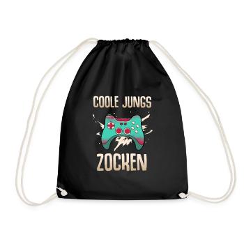 Coole Jungs zocken Gamer - Turnbeutel - Schwarz - Vorne