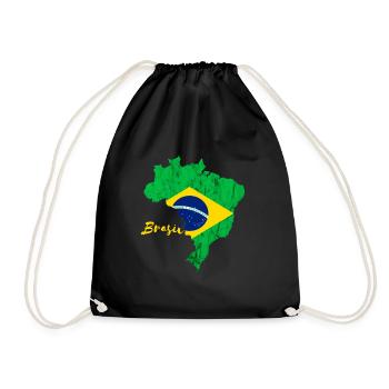 Brasil Karte Brasilianische Flagge Brasilien Reise - Turnbeutel - Schwarz - Vorne