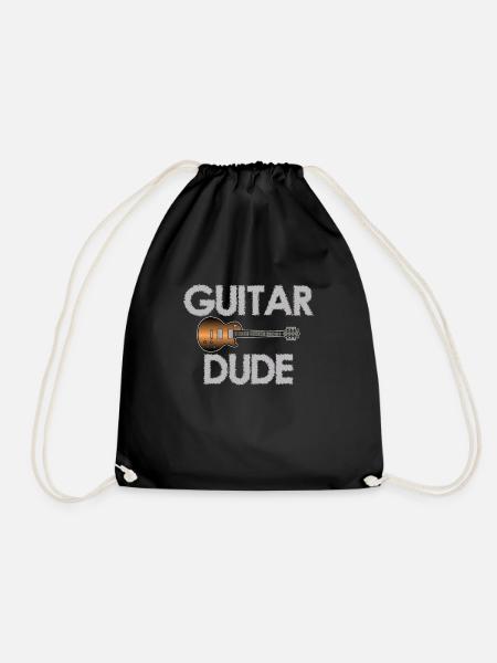 Guitar Dude Music Player Musician Guitarist Graphics - Drawstring Bag - black