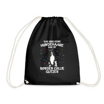 BORDER COLLIE Glitzer - Turnbeutel - Schwarz - Vorne