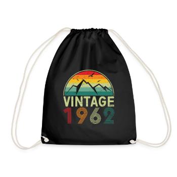 Vintage 1962 Born in 1962 60th Birthday Funny Clas - Drawstring Bag - black - Front
