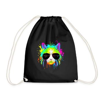 Drôle de chaton Rainbow Rave Musique DJ Cat - Sac de sport léger - noir - Devant