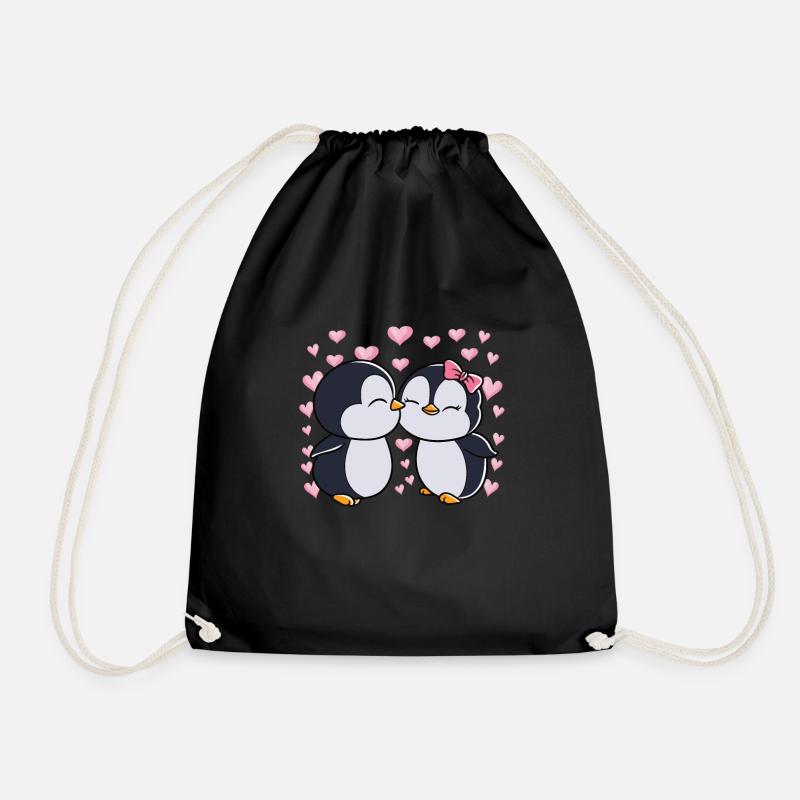 Valentinstag Pinguin Pärchen Pinguine - Turnbeutel - Schwarz