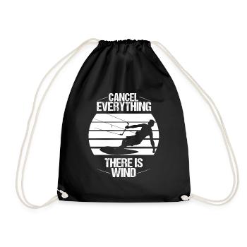 Kitesurfing Wind Kiteboarder Kitesurf Kiteboarder - Drawstring Bag - black - Front