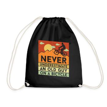 Never Underestimate an Old Guy on a Bicycle - Turnbeutel - Schwarz - Vorne