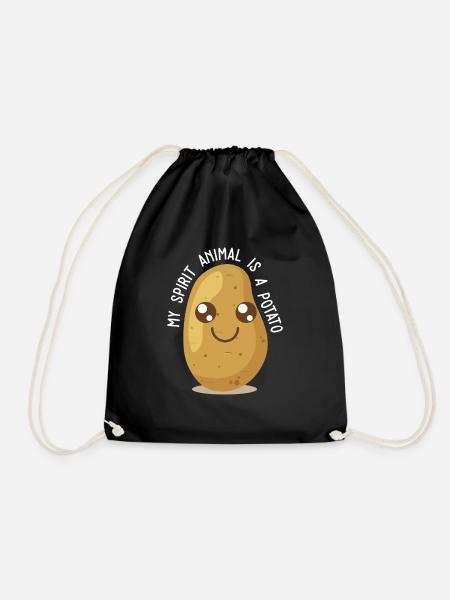 Kawaii Potato I Potatos Lover I My Spirit Animal - Drawstring Bag - black