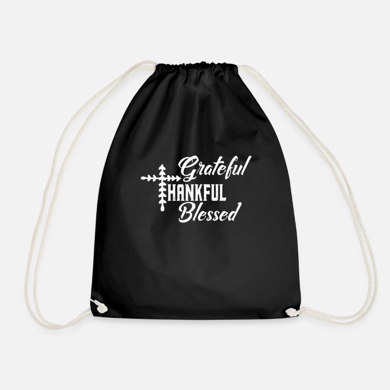 Grateful and blessed - Drawstring Bag - black