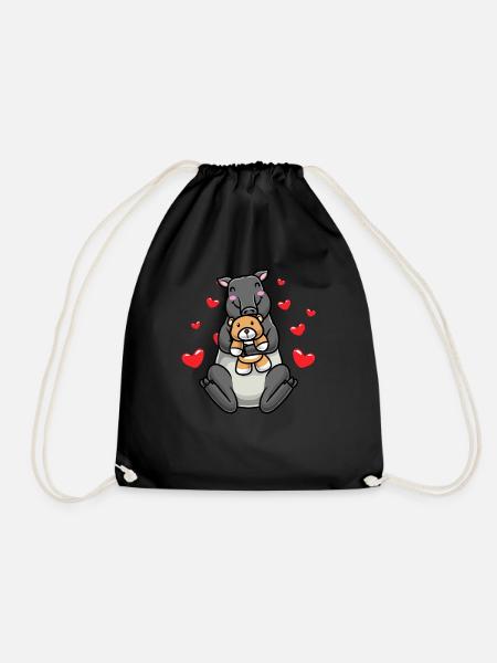 Kawaii Tapir Kuscheltier Herz Tapir - Turnbeutel - Schwarz