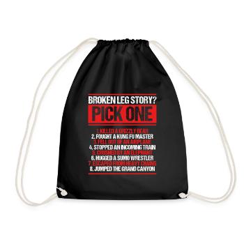 Broken Leg Survivor Broken Leg Recovery Warrior - Drawstring Bag - black - Front