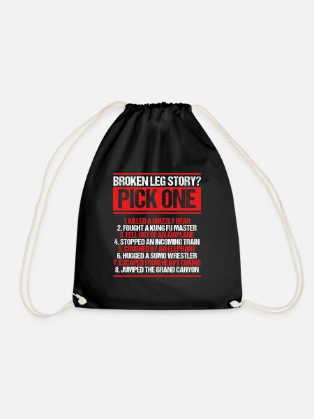 Broken Leg Survivor Broken Leg Recovery Warrior - Drawstring Bag - black