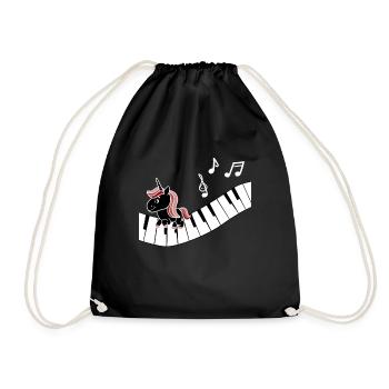 Piano Unicorn Piano Funny Animals Music - Drawstring Bag - black - Front