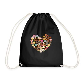 Bake Baking Cupcake Donut Cake Pie - Drawstring Bag - black - Front
