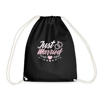 Vêtements de lune de miel pour les couples juste mariés - Sac de sport léger - noir - Devant