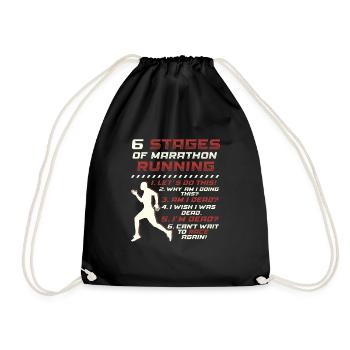 6 stages of the marathon marathon runner - Drawstring Bag - black - Front