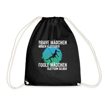 Brave Mädchen mögen Kletterer Coole Mädchen Klette - Turnbeutel - Schwarz - Vorne