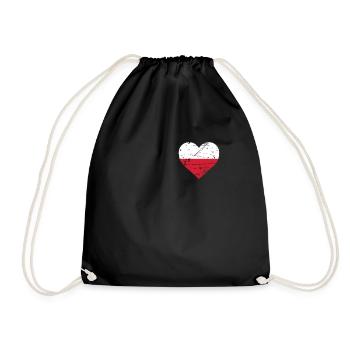 Polish Heart Flag Poland Polska Patriot Fan - Drawstring Bag - black - Front