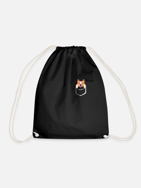 Cute Kawaii Dog Puppy In Pocket Animal Corgi - Turnbeutel - Schwarz