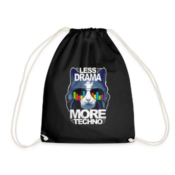 Moins de drame Plus de musique techno house EDM Rave Cat - Sac de sport léger - noir - Devant