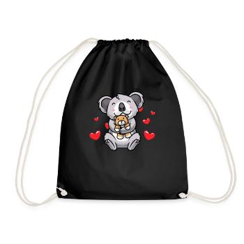 Cuddly Toy Koala Kawaii Heart Koala Bear - Drawstring Bag - black - Front