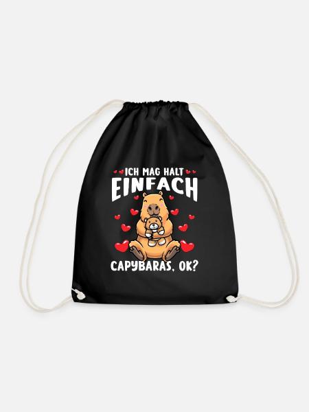 Capybara Kuscheltier Kawaii Wasserschwein - Turnbeutel - Schwarz