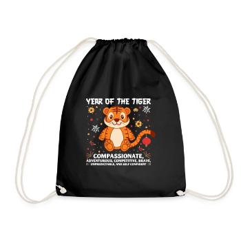 2022 L’année du tigre Chine Horoscope Bonheur Argent - Sac de sport léger - noir - Devant