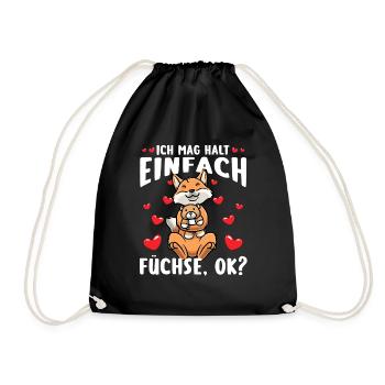 Kawaii Fuchs Kuscheltier Herz Fuchs - Turnbeutel - Schwarz - Vorne