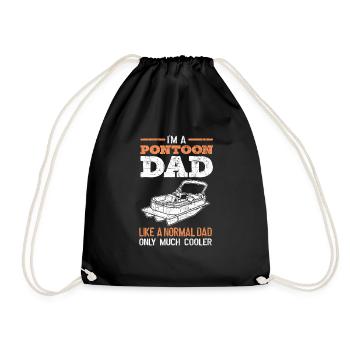 Pontoon Dad. Pontoon boating - Drawstring Bag - black - Front