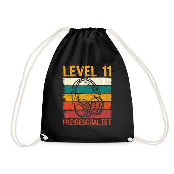 11.Geburtstag Jungen Video Gamer Level 11 freigesc - Turnbeutel - Schwarz - Vorne