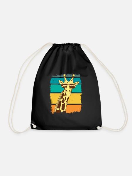 Vintage Giraffe Retro Giraffe Africa Animals Safari - Sac de sport léger - noir