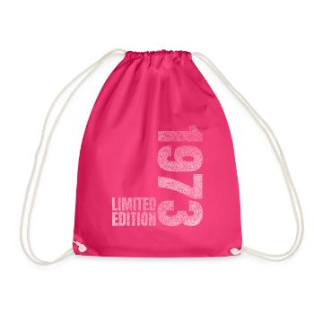 1973 Born Birthday Present - Drawstring Bag - fuchsia - Front