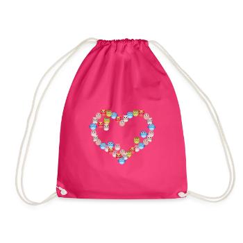 Bunte Herz-eule - Turnbeutel - Fuchsia - Vorne