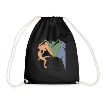 Vintage Climber Bouldering Retro Birthday Rock - Drawstring Bag - black - Front