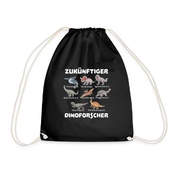 Zukünftiger Dinoforscher Dino Namen Dinosaurier - Turnbeutel - Schwarz - Vorne