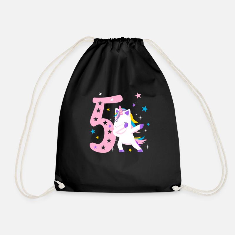 5 Jahre Geburtstag Einhorn Mädchen Geschenk - Turnbeutel - Schwarz