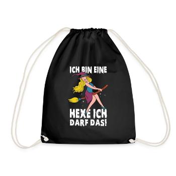 Hexen halloween Besen Hexe - Turnbeutel - Schwarz - Vorne