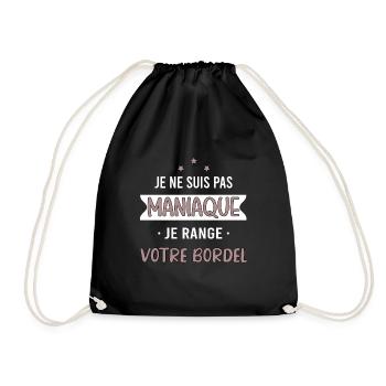 je ne suis pas maniaque je range votre bordel - Sac de sport léger - noir - Devant