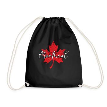 Montreal Canada Red White Cloverleaf - Drawstring Bag - black - Front
