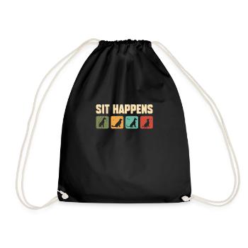 Sit Happens Cute Dogs Funny Dog Trainer - Drawstring Bag - black - Front
