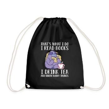 I read books and I know things - Drawstring Bag - black - Front