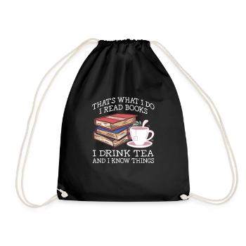 I read books and I know things - Drawstring Bag - black - Front