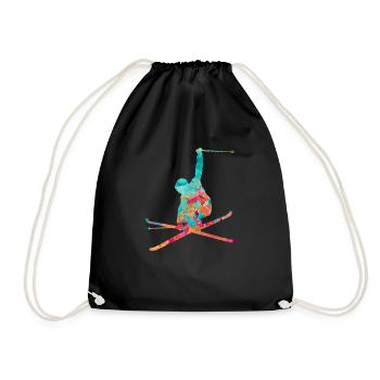 Skier Winter Sports - PopArt Style - Drawstring Bag - black - Front