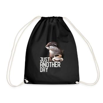 Funny Otter T-shirt - Just Another Day for Otter - Drawstring Bag - black - Front