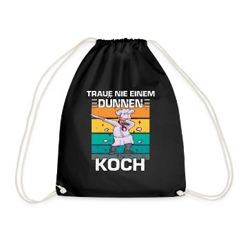 Cooles Vintage Koch Chefkoch Kochen Hobbykoch - Turnbeutel - Schwarz - Vorne